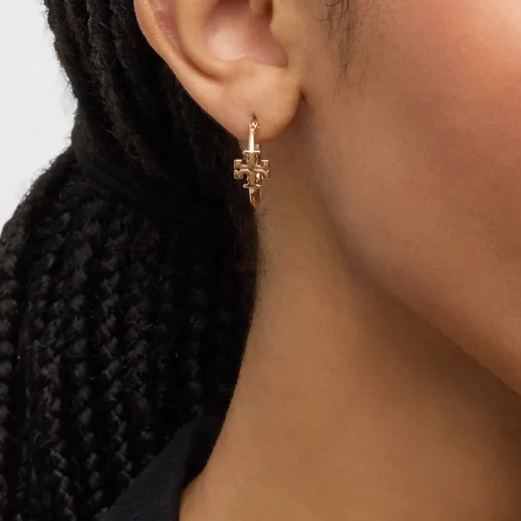 Tory Burch Eleanor Small Hoop Earrings - Picture 1 of 7